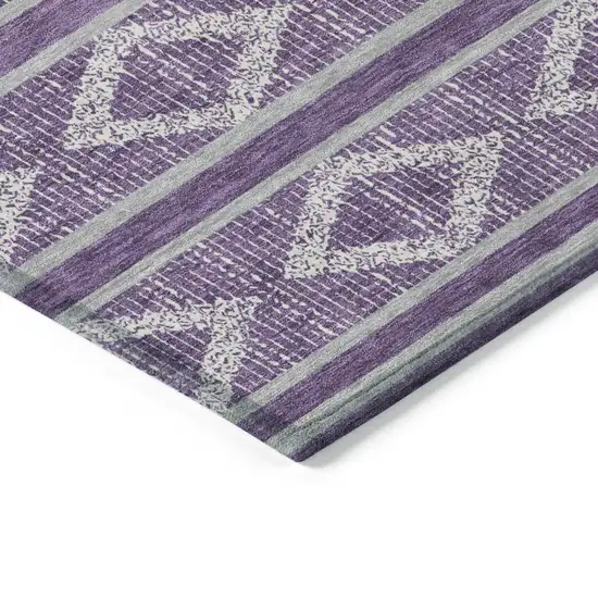 Purple Gray And Ivory Geometric Washable Indoor Outdoor Area Rug Photo 5