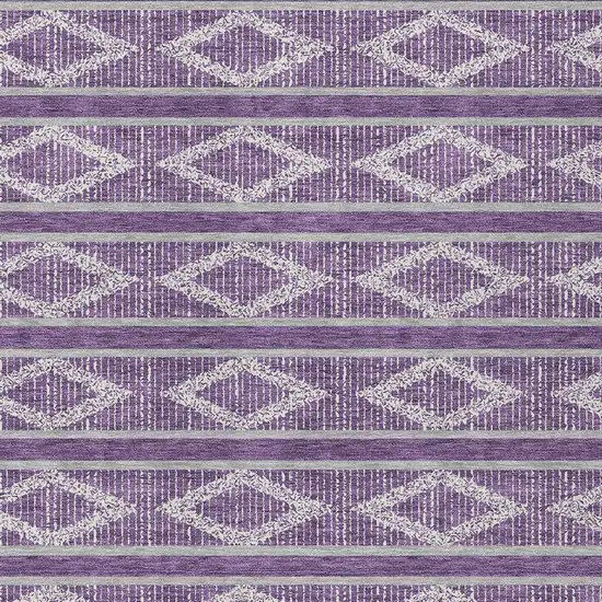 Purple Gray And Ivory Geometric Washable Indoor Outdoor Area Rug Photo 6