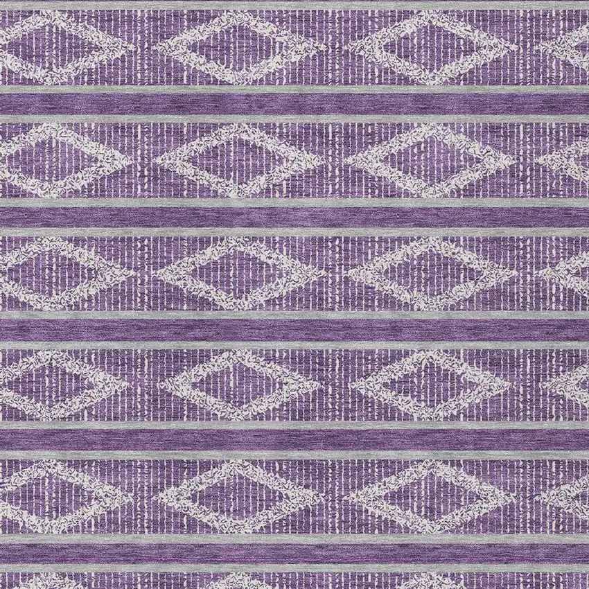 Purple Gray And Ivory Geometric Washable Indoor Outdoor Area Rug Photo 6
