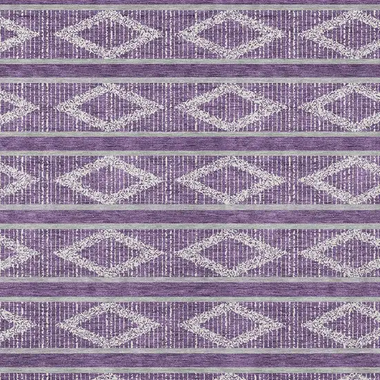 Purple Gray And Ivory Geometric Washable Indoor Outdoor Area Rug Photo 6