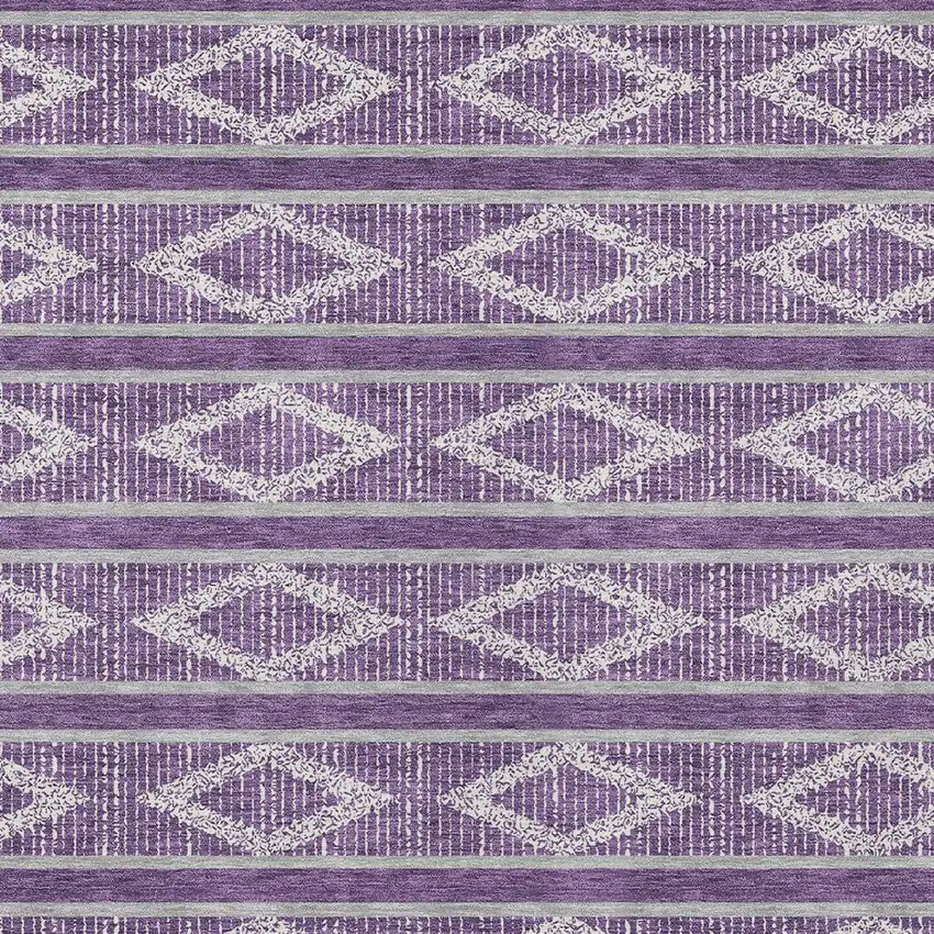 Purple Gray And Ivory Geometric Washable Indoor Outdoor Area Rug Photo 6
