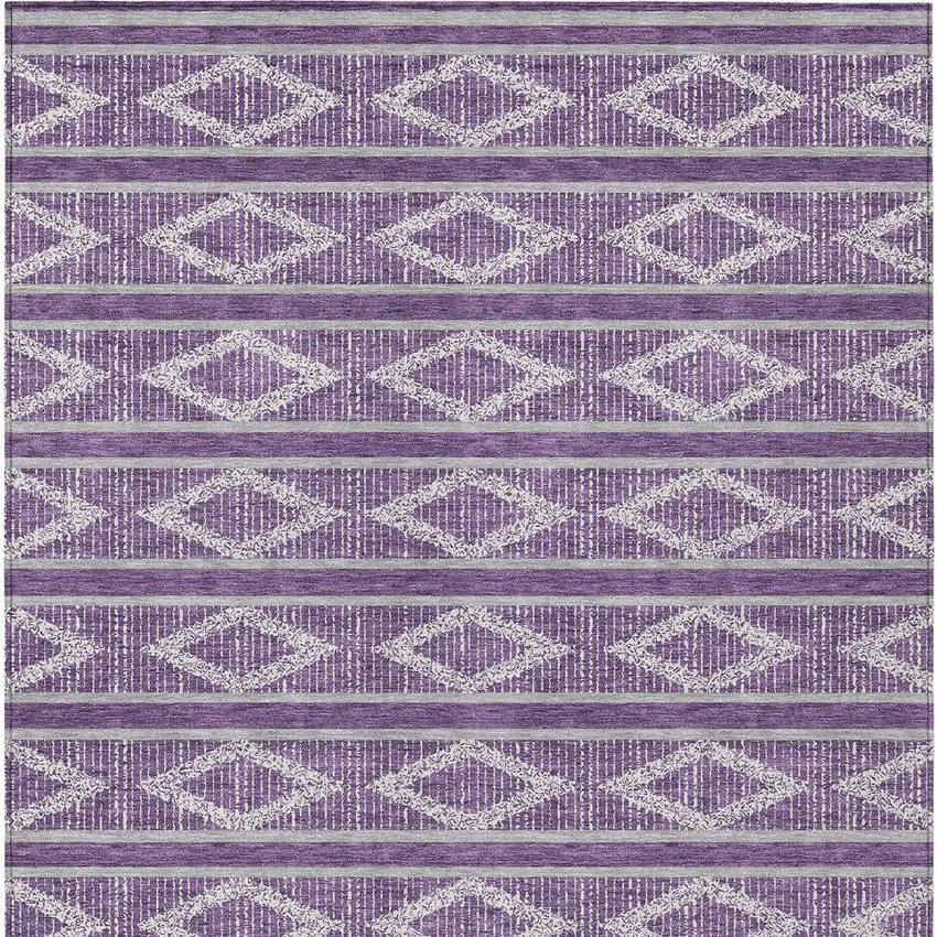 Purple Gray And Ivory Geometric Washable Indoor Outdoor Area Rug Photo 7