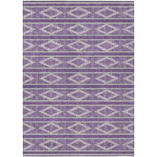 Purple Gray And Ivory Geometric Washable Indoor Outdoor Area Rug Photo 2