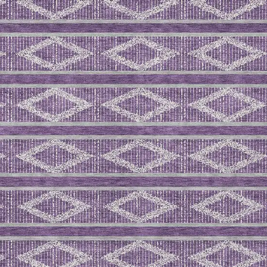 Purple Gray And Ivory Geometric Washable Indoor Outdoor Area Rug Photo 6