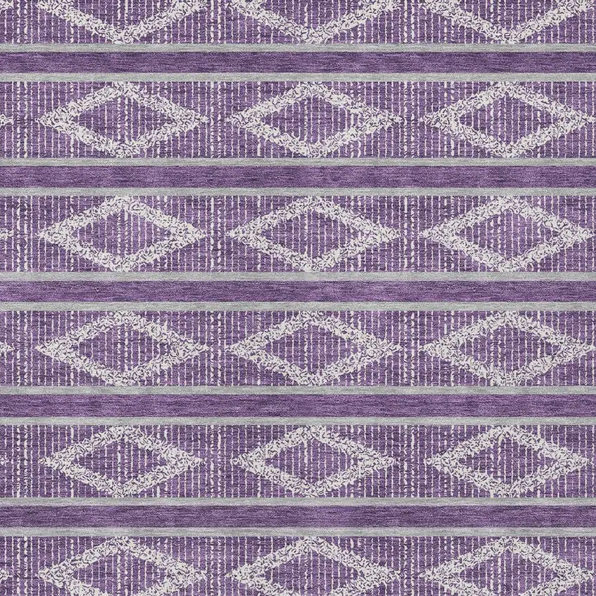 Purple Gray And Ivory Geometric Washable Indoor Outdoor Area Rug Photo 6