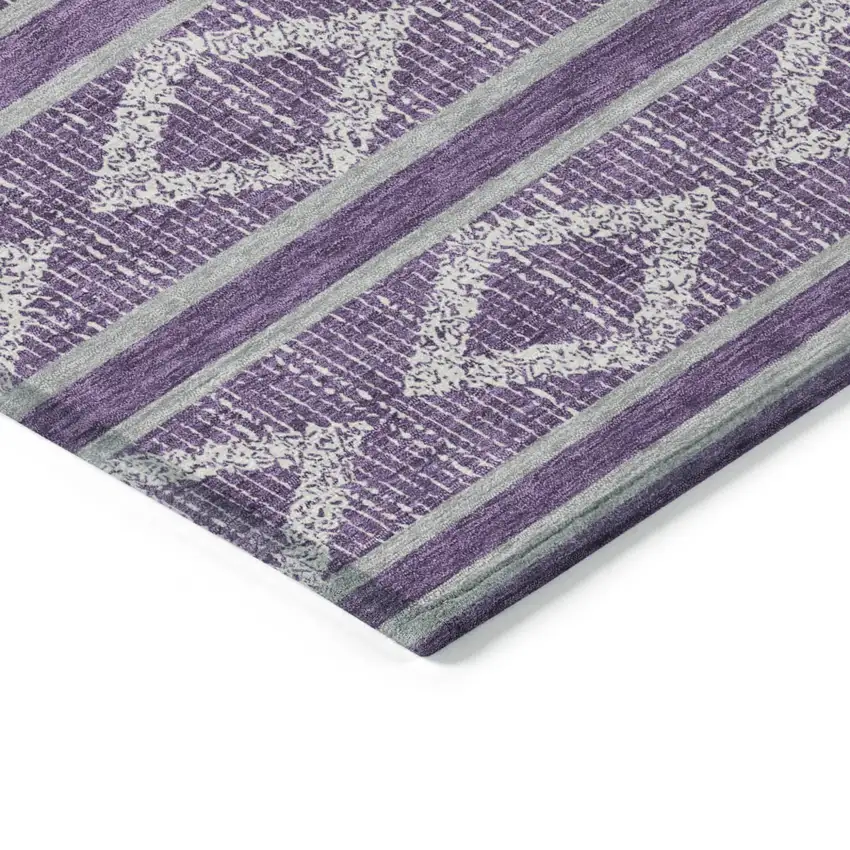 Purple Gray And Ivory Geometric Washable Indoor Outdoor Area Rug Photo 5