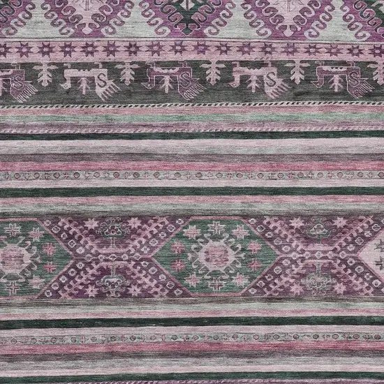 Purple Gray And Ivory Medallion Washable Area Rug With UV Protection Photo 2