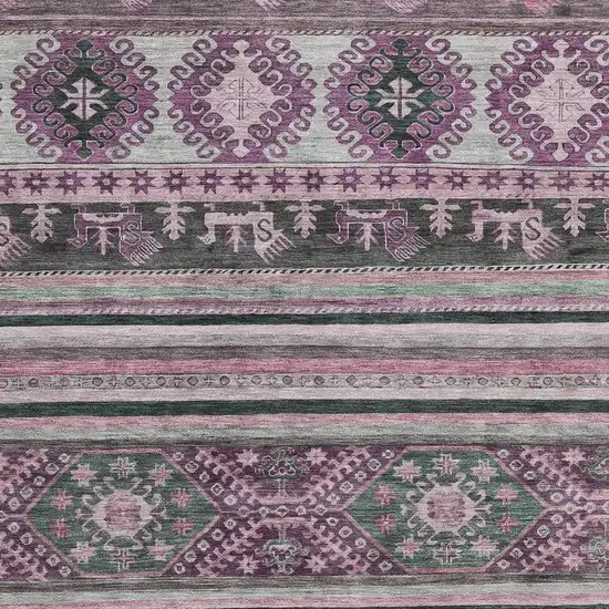 Purple Gray And Ivory Medallion Washable Area Rug With UV Protection Photo 2