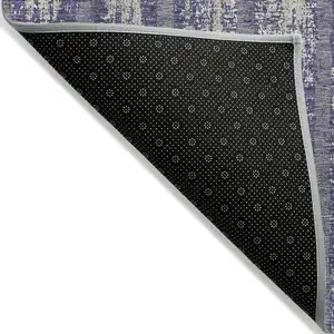 Photo of Purple Gray And Ivory Striped Washable Indoor Outdoor Area Rug