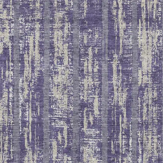 Purple Gray And Ivory Striped Washable Indoor Outdoor Area Rug Photo 6