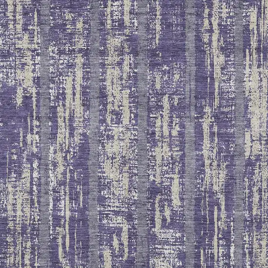 Purple Gray And Ivory Striped Washable Indoor Outdoor Area Rug Photo 6