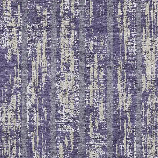 Purple Gray And Ivory Striped Washable Indoor Outdoor Area Rug Photo 6