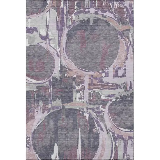 Purple Gray And Lavender Geometric Washable Area Rug With UV Protection Photo 4