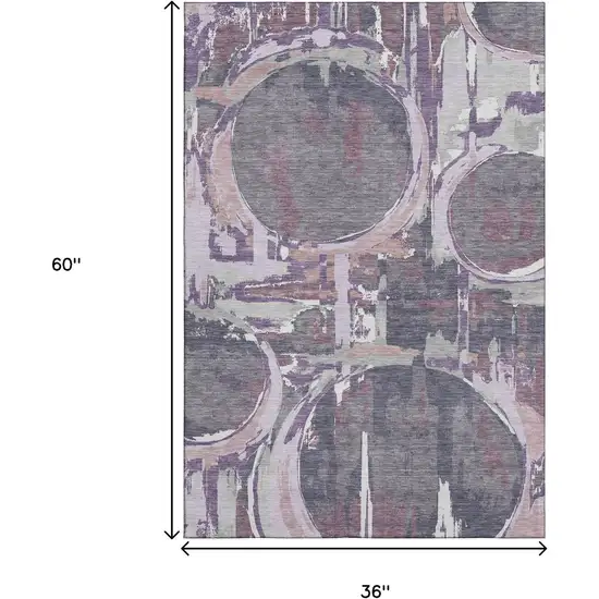 Purple Gray And Lavender Geometric Washable Area Rug With UV Protection Photo 3