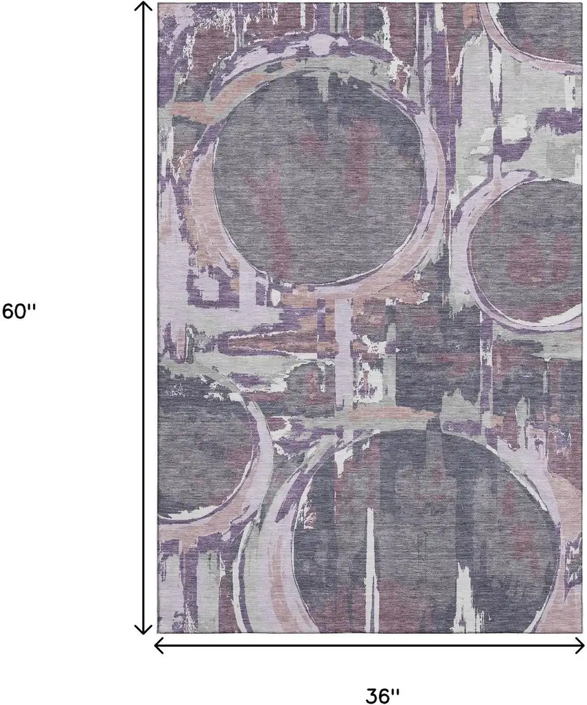 Purple Gray And Lavender Geometric Washable Area Rug With UV Protection Photo 3