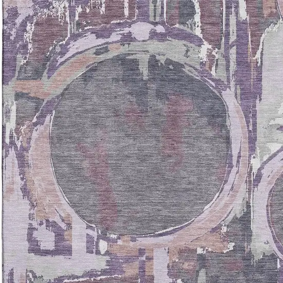 Purple Gray And Lavender Geometric Washable Area Rug With UV Protection Photo 3