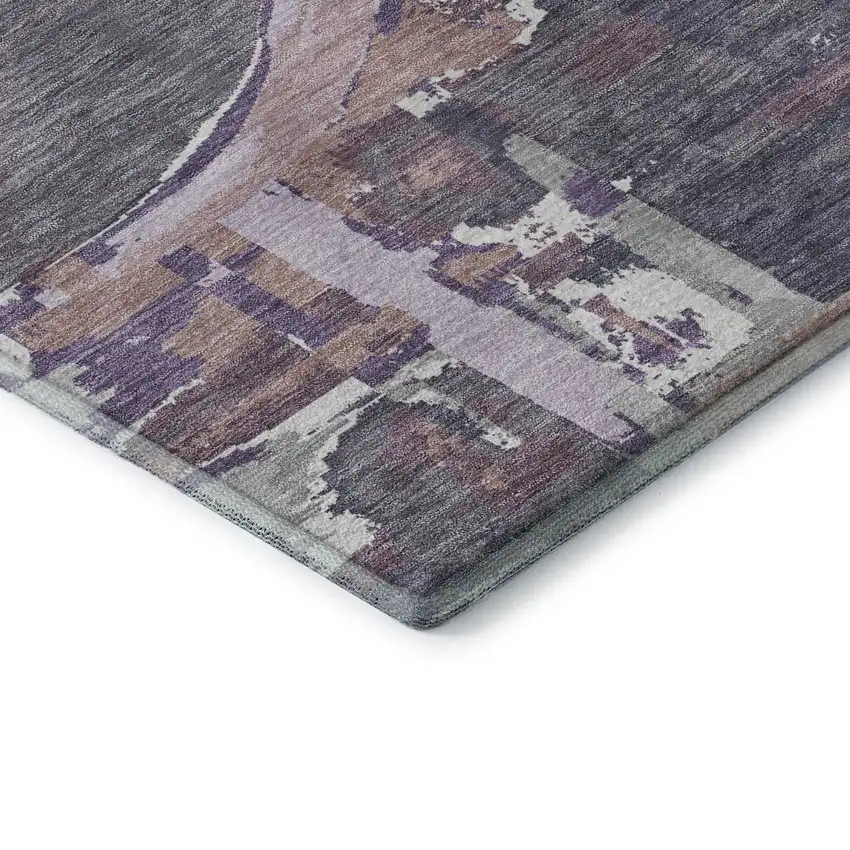 Purple Gray And Lavender Geometric Washable Area Rug With UV Protection Photo 8