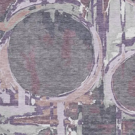 Purple Gray And Lavender Geometric Washable Area Rug With UV Protection Photo 3