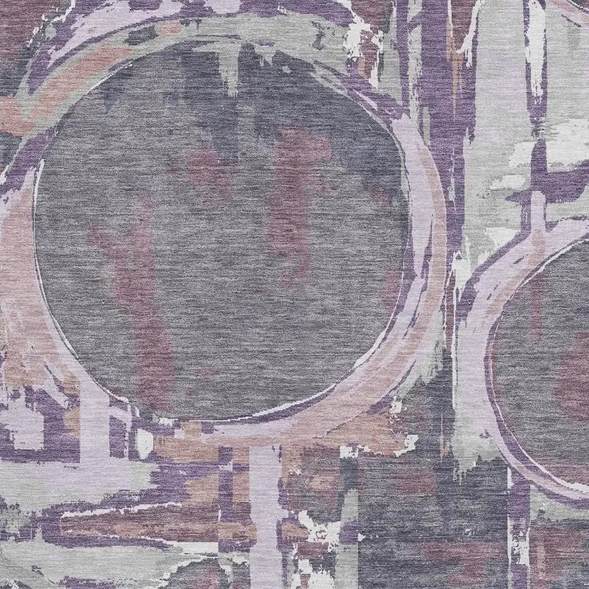 Purple Gray And Lavender Geometric Washable Area Rug With UV Protection Photo 3