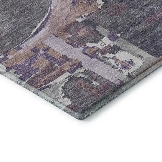 Purple Gray And Lavender Geometric Washable Area Rug With UV Protection Photo 8