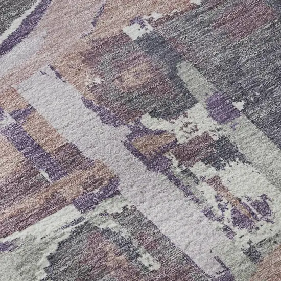 Purple Gray And Lavender Geometric Washable Area Rug With UV Protection Photo 8