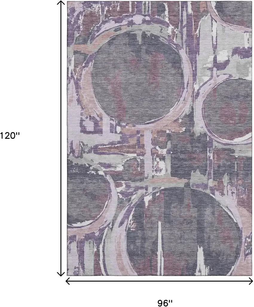 Purple Gray And Lavender Geometric Washable Area Rug With UV Protection Photo 9