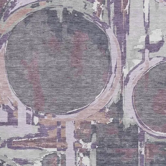 Purple Gray And Lavender Geometric Washable Area Rug With UV Protection Photo 3