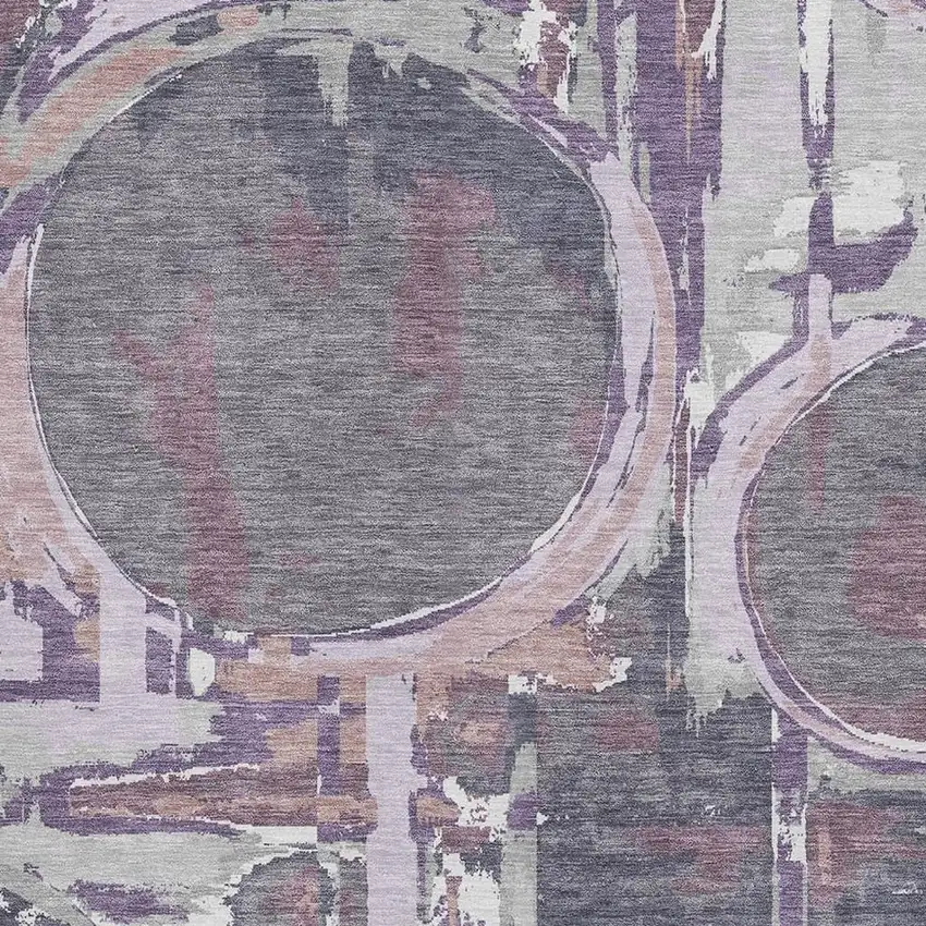 Purple Gray And Lavender Geometric Washable Area Rug With UV Protection Photo 3