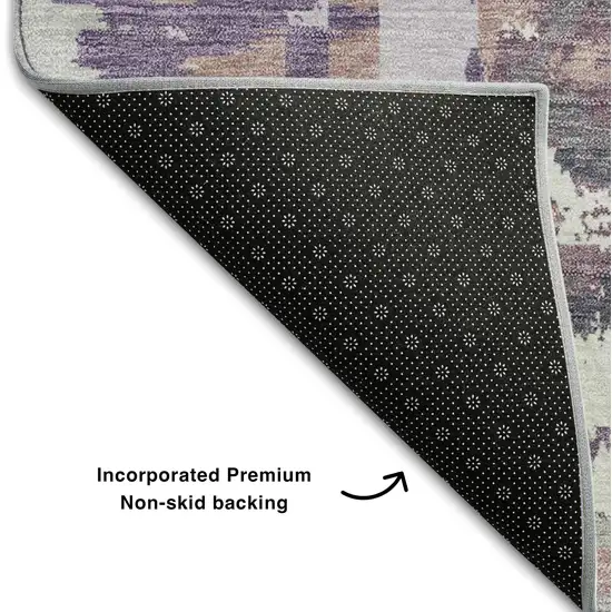 Purple Gray And Lavender Geometric Washable Area Rug With UV Protection Photo 7