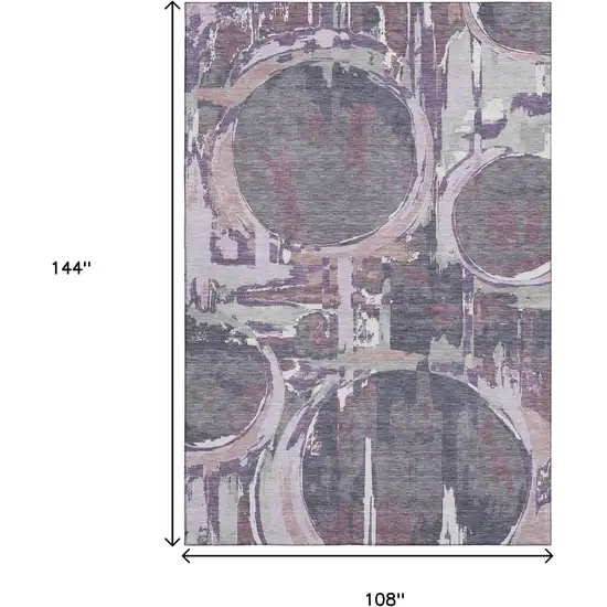 Purple Gray And Lavender Geometric Washable Area Rug With UV Protection Photo 9