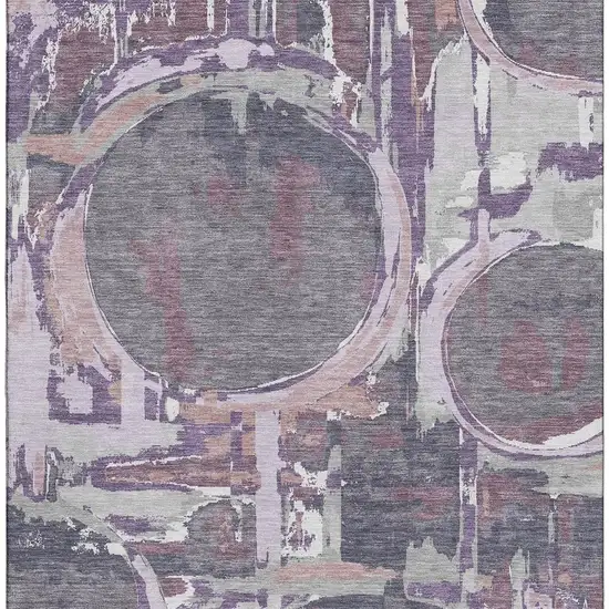 Purple Gray And Lavender Geometric Washable Area Rug With UV Protection Photo 3