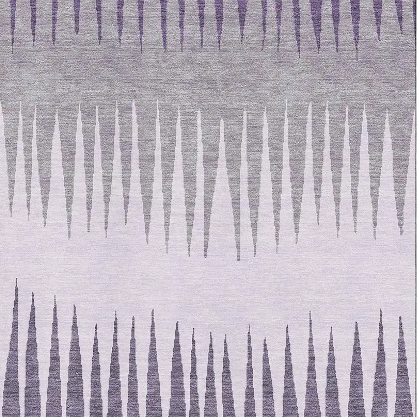 Purple Gray And Lavender Striped Washable Area Rug With UV Protection Photo 3