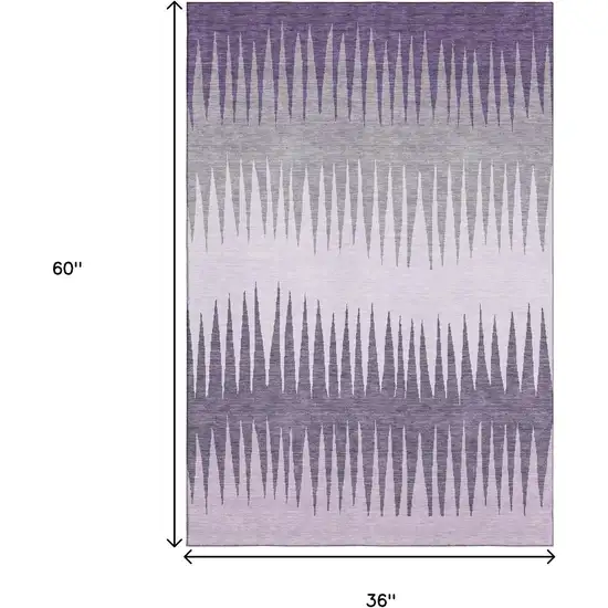 Purple Gray And Lavender Striped Washable Area Rug With UV Protection Photo 3