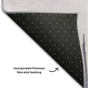 Photo of Purple Gray And Lavender Striped Washable Area Rug With UV Protection