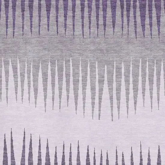 Purple Gray And Lavender Striped Washable Area Rug With UV Protection Photo 3