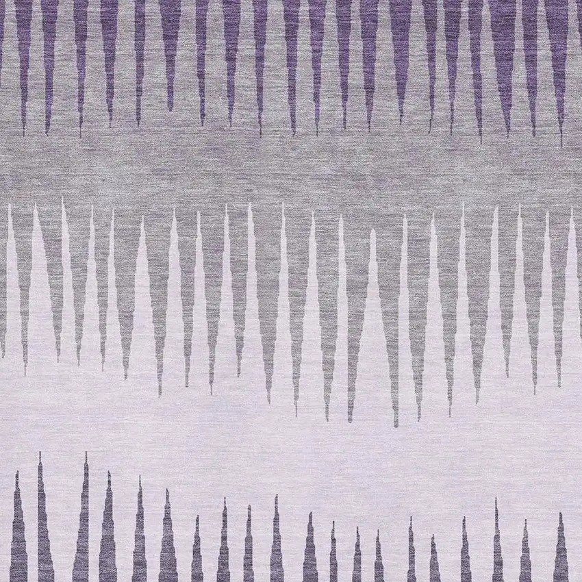 Purple Gray And Lavender Striped Washable Area Rug With UV Protection Photo 3