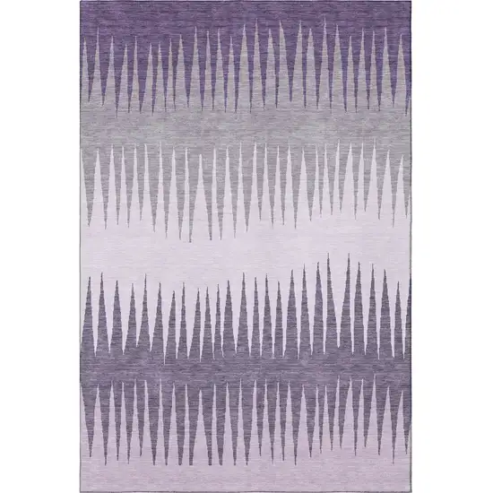 Purple Gray And Lavender Striped Washable Area Rug With UV Protection Photo 4