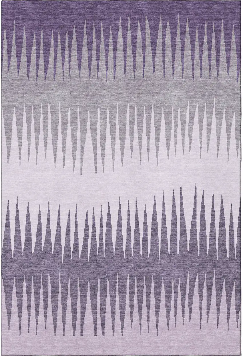 Purple Gray And Lavender Striped Washable Area Rug With UV Protection Photo 4