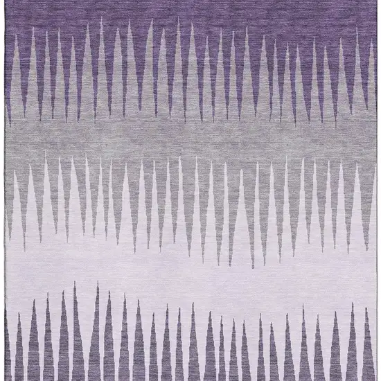Purple Gray And Lavender Striped Washable Area Rug With UV Protection Photo 3