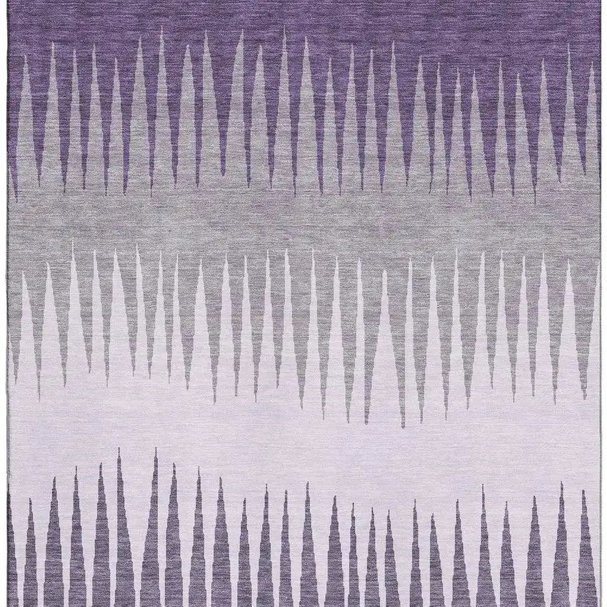 Purple Gray And Lavender Striped Washable Area Rug With UV Protection Photo 3