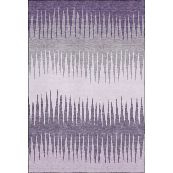 Purple Gray And Lavender Striped Washable Area Rug With UV Protection Photo 1