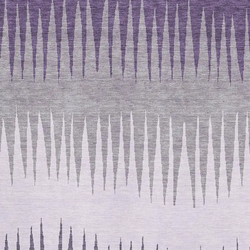 Purple Gray And Lavender Striped Washable Area Rug With UV Protection Photo 3