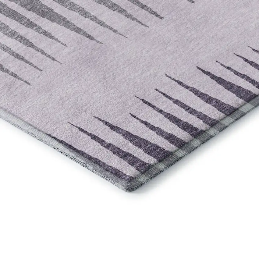 Purple Gray And Lavender Striped Washable Area Rug With UV Protection Photo 8