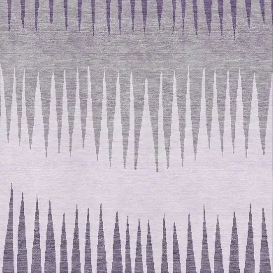Purple Gray And Lavender Striped Washable Area Rug With UV Protection Photo 3