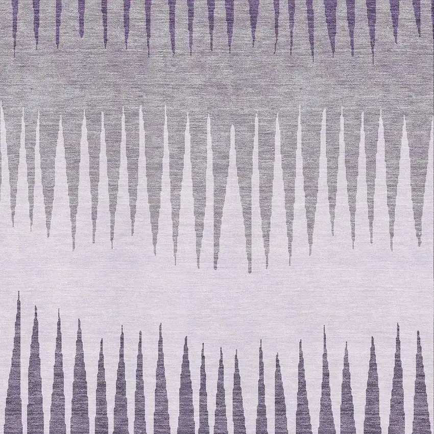 Purple Gray And Lavender Striped Washable Area Rug With UV Protection Photo 3