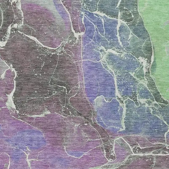 Purple Gray And Mint Green Abstract Washable Indoor Outdoor Area Rug Photo 3