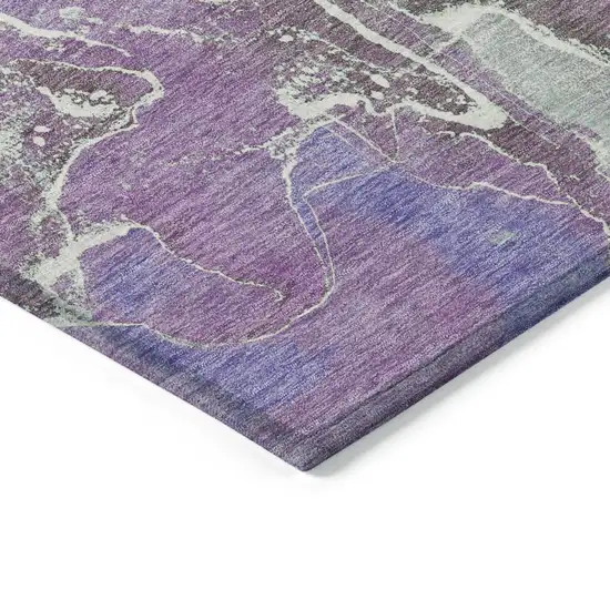 Purple Gray And Mint Green Abstract Washable Indoor Outdoor Area Rug Photo 6