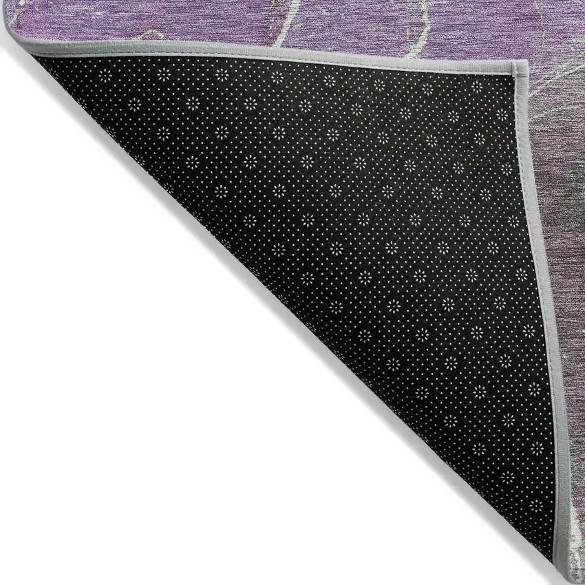 Purple Gray And Mint Green Abstract Washable Indoor Outdoor Area Rug Photo 8