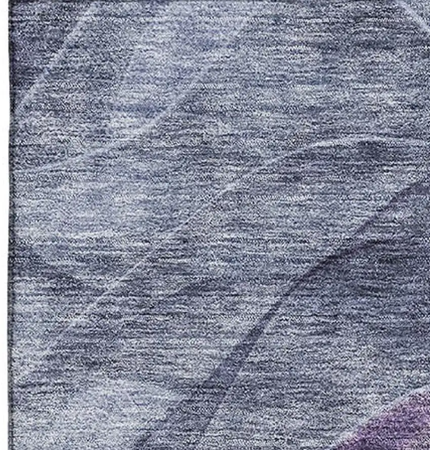 Purple Gray And Silver Abstract Washable Area Rug With UV Protection Photo 3