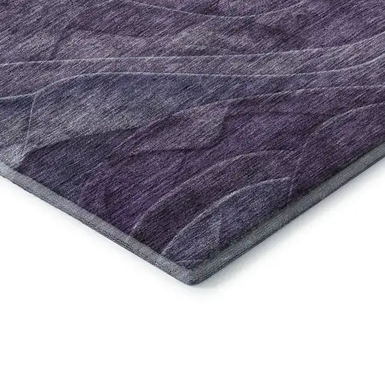 Purple Gray And Silver Abstract Washable Area Rug With UV Protection Photo 7